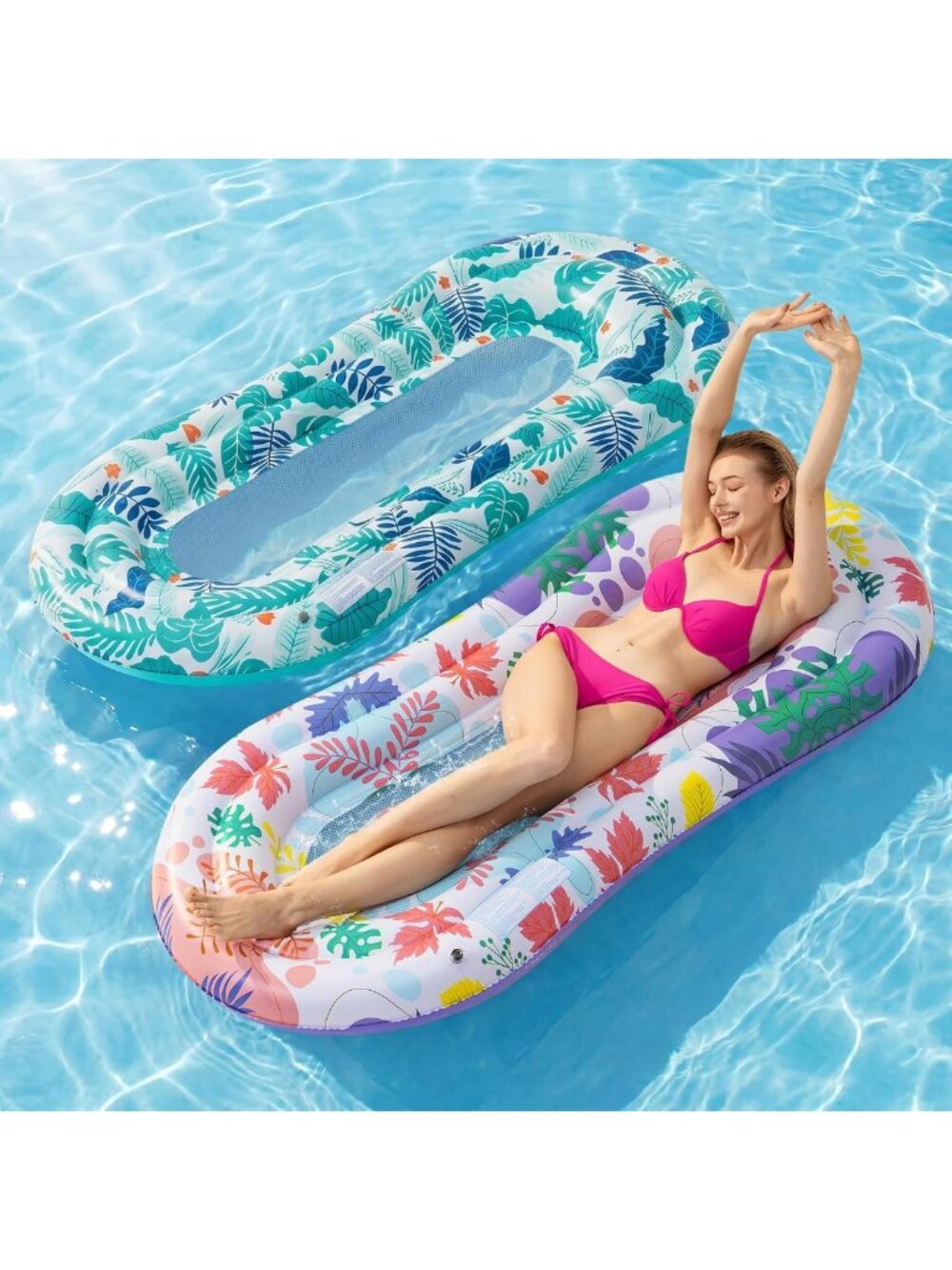 2 Pack Inflatable Pool Loungers - Fun Rafts for Adults, Summer Water Relaxation